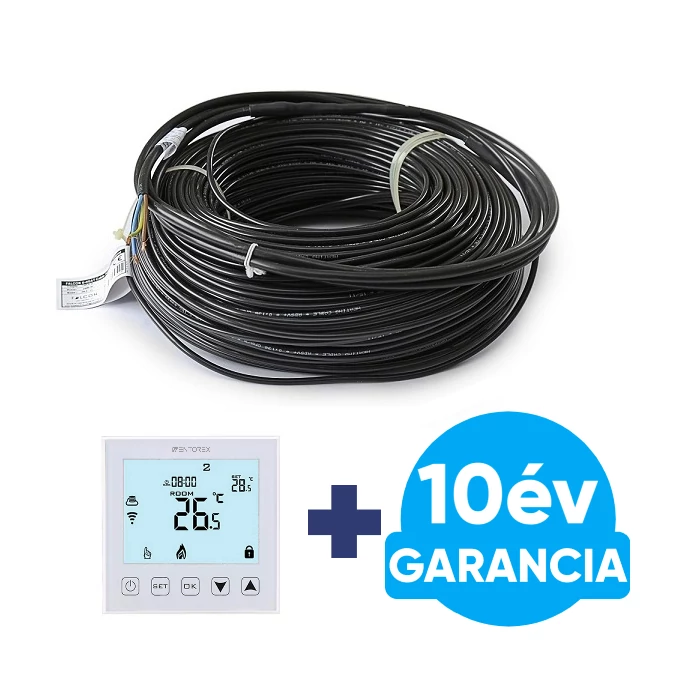 [316509181200FE3] WENTOREX U-HEAT Cable elektromos fűtőkábel 68,9 méter / 1200 Watt + digitális WiFi termosztát - padlófűtés szett