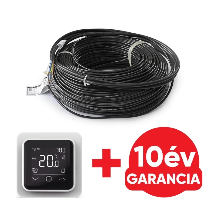 [311009180600C16] FALCON U-HEAT Cable elektromos fűtőkábel 600 W – 34,4 méter (18 W/m) + WI-FI Control Touch szobatermosztát szett