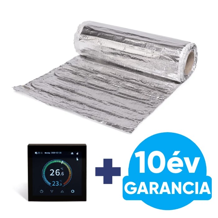 [3265600A1350CD] Wentorex U-HEAT Alu-Mat elektromos fűtőszőnyeg 9 m2 / 1350 Watt + digitális Design WiFi termosztát / padlófűtés szett