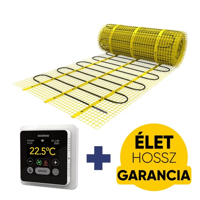 Magnum Mat elektromos fűtőszőnyeg 8 m2 / 1200 Watt + érintőképernyős Smart WiFi termosztát / padlófűtés szett