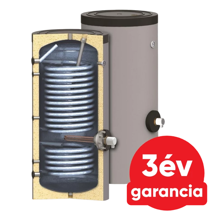 [230303SWP2N300] SUNSYSTEM SWP 2N 300 indirekt használati meleg víz tartály hőszivattyúhoz (300 liter) - 2 hőcserélővel