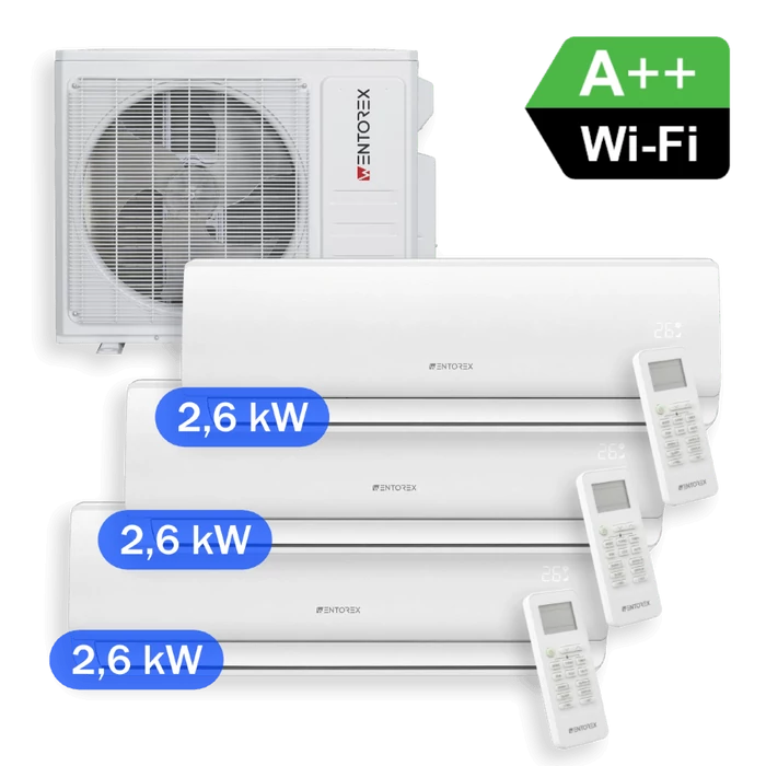 [636577T2727WK] WENTOREX Combo-3 W27 WiFi Multi Split hűtő-fűtő klíma szett 3 db oldalfali beltéri egységgel (R32 / 7,9 kW)