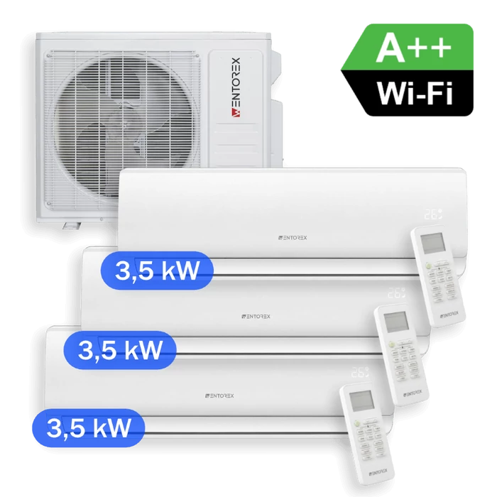 WENTOREX Combo-3 W36 WiFi Multi Split hűtő-fűtő klíma szett 3 db oldalfali beltéri egységgel (R32 / 9,4 kW)