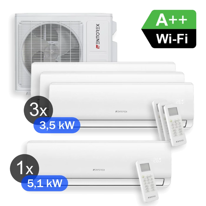 [636577Q4254WK] WENTOREX Combo-4 W54 WiFi Multi Split hűtő-fűtő klíma szett 4 db oldalfali beltéri egységgel (R32 / 12,3 kW)