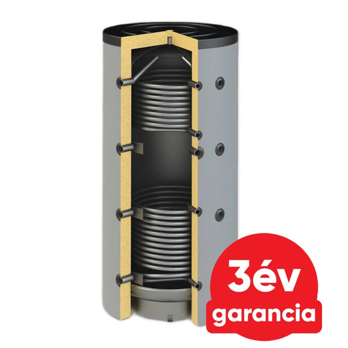 [220303021000] Sunsystem PBM R2 1000 fűtési puffer tartály 2 db hőcserélővel - szigeteléssel, 90°-os csonkozással (851 liter)
