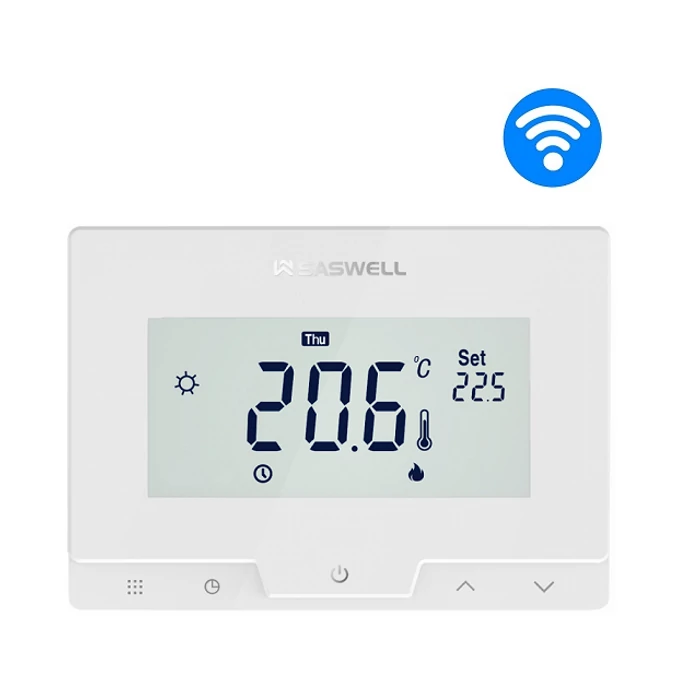 [41272756T19RFW] SASWELL T19 RF-WIFI programozható vezeték nélküli szobatermosztát fűtéshez (iOS / Android)