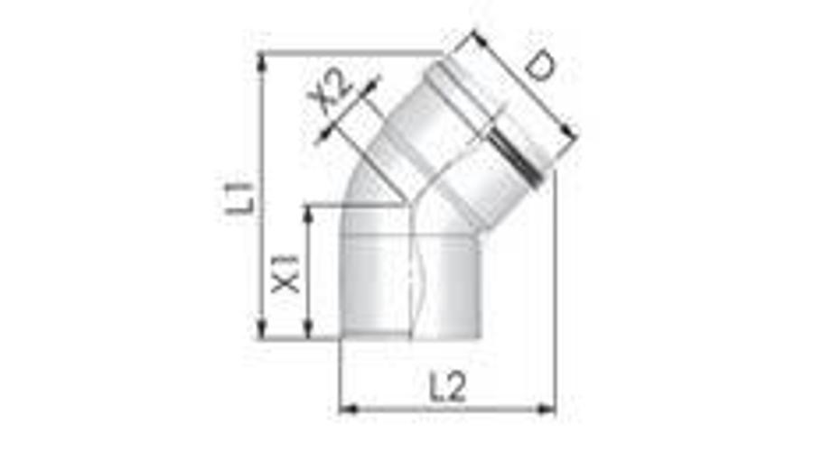 Tricox PPs könyök 200 mm, 45°