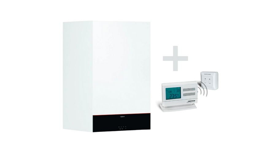 Viessmann Vitodens 100-W B1HF 32 kW Fűtő fali kondenzációs gázkazán + AJÁNDÉK Computherm Q7 RF Rádiófrekvenciás programozható szobatermosztát