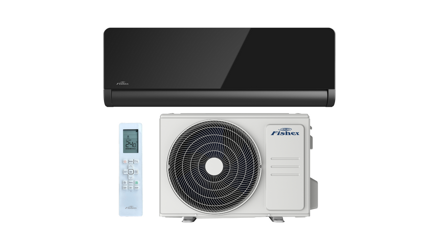 [FSAIF-Art-124AE3-B/FSOAIF-Art-124AE3] Fisher Art FSAIF-Art-124AE3-B/FSOAIF-Art-124AE3 oldalfali split klíma csomag 3,5 kW (Antracit - Fekete tükrös előlappal)