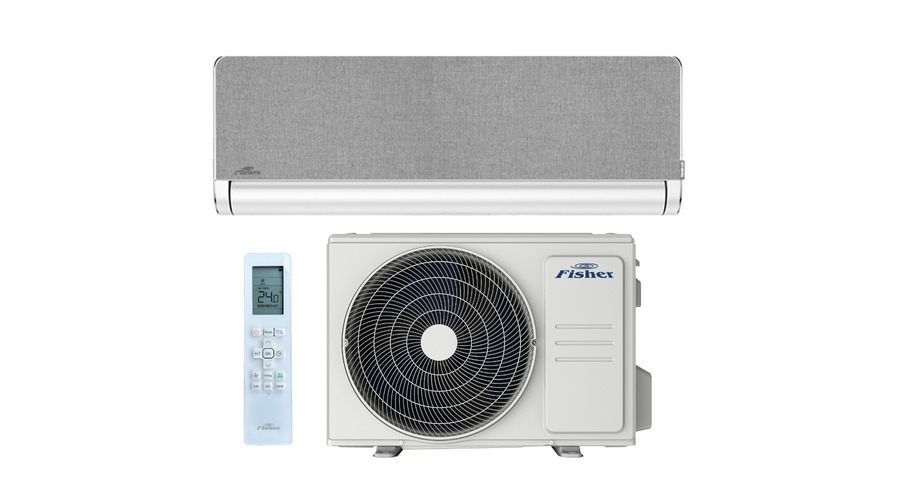 [FSAIF-Art-124AE3-W-GR/FSOAIF-Art-124AE3] Fisher Art FSAIF-Art-124AE3-W-GR/FSOAIF-Art-124AE3 oldalfali split klíma csomag 3,5 kW (Fehér - Ezüstszürke textil cserélhető előlappal)