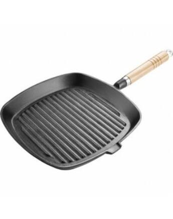 Öntvény nyeles hússütő 27 cm, bordázott felület