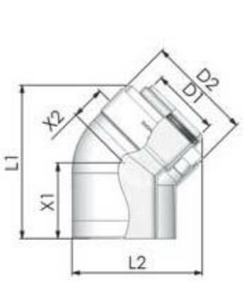 Tricox PPs/Alu könyök 60/100mm, 45° (2db)