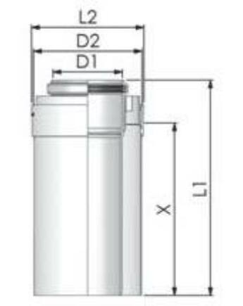 Tricox PPs/Alu cső 110/160mm, hossz 250mm