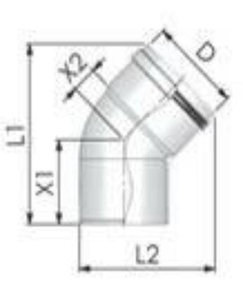 Tricox PPs könyök 110 mm, 45°