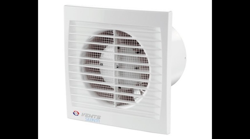 [125-SILENTA-STHL] Vents 125 Silenta-STHL Alacsony Zajszintű és Energiafogyasztású Ventilátor Lapos Előlappal Páraérzékelővel, Időkapcsolóval és Golyóscsapággyal