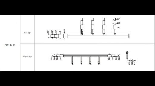 [FQ14/H1 (fésűs)] Gree GMV5/6 Elágazóidompár 2 csöves rendszerhez FQ14/H1 (fésűs)