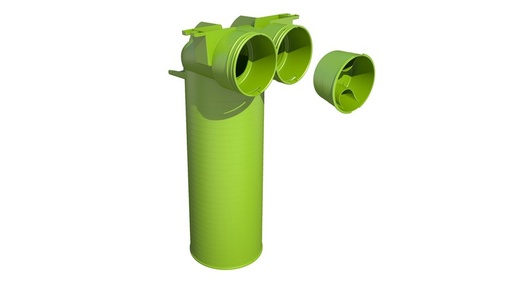 [188342] UBBINK Szelepfogadó adapter (fali/mennyezeti) hosszú csonkkal 2xDN75/63 > DN125,  90°