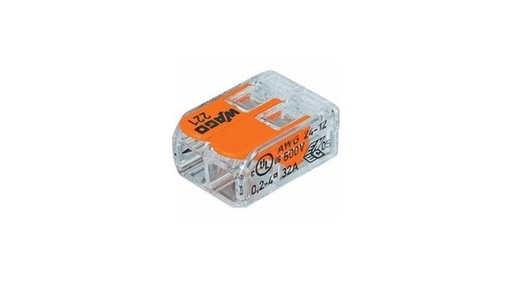 [221-412] WAGO Kompakt csatlakozó 2x 0,14-4mm2, oldható (100db/doboz)