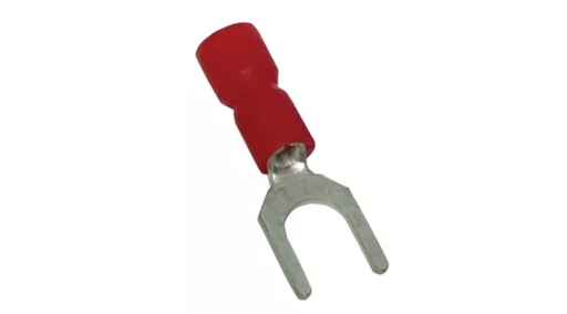 [PV3] Szigetelt villás saru, ónozott elektrolitréz, piros 1,5mm2, M3, (D1=1,7MM, D2=3,7MM)