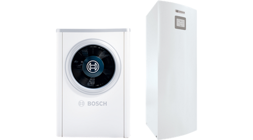 [Compress 6000 AW-7+AWM S 5-9] Bosch Compress 6000 AW-7+AWM S 5-9 Levegő-víz hőszivattyú 7 kW,  elektromos kiegészítő fűtéssel, solár