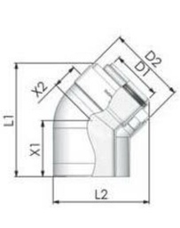 [PAKÖ602C] Tricox PPs/Alu könyök 80/125 mm, 45° (2db)